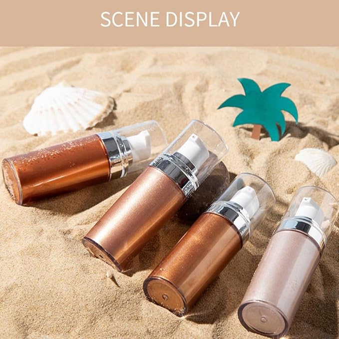 Body Shimmer Oil, Liquid Body Illuminator Drops Face Body Shimmer Oil Long Lasting Smooth Liquid Highlighter Stick Shimmer Highlighter Liquid Bronzer for Face Body Glitter(#02)
