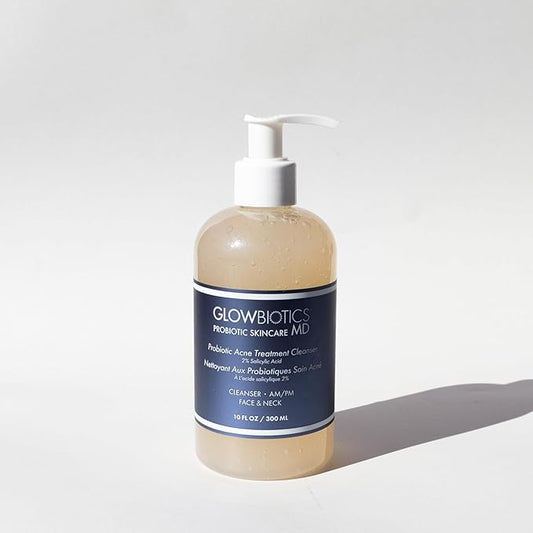 Glowbiotics Probiotic Acne Treatment Cleanser: Foaming Face Wash, Salicylic Acid Acne Control, Oily Skin Solution with Ceramides & Niacinamide, 10 Fl Oz