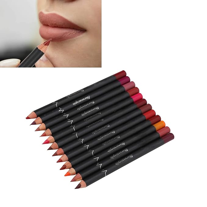 12Pcs Lip Liner Contour Pencil, Lip Liner Contour Pencil Matte Lipstick Set for Beauty Lovers Lipstick Pencil Makeup Tool Set Lip Contour Pencil Matte Lipstic