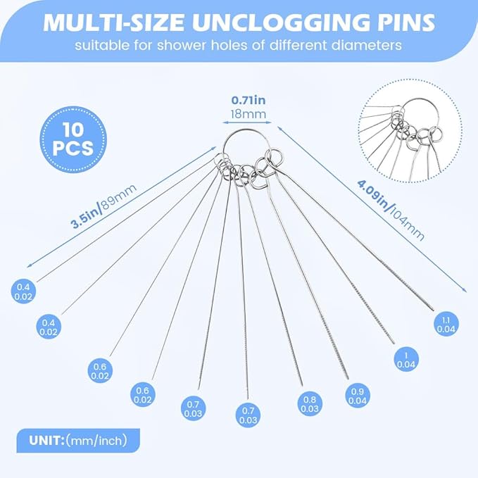 Shower Head Cleaning Brush for Small Hole, 40Pcs Multisize Shower Head Cleaner Picks, Anti Clogging Showerhead Cleaner Brushes for Nozzle Pore Gaps Keyboard