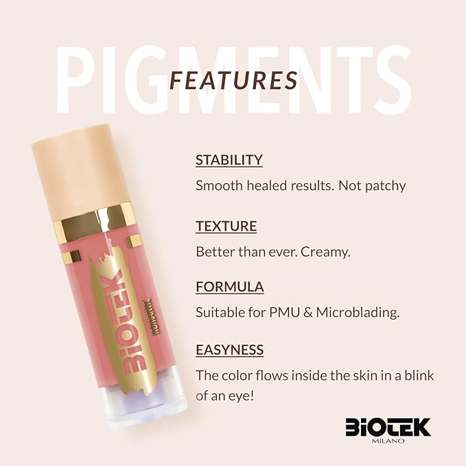 Biotek Lip Pigment for Permanent Makeup - Light Brown Color for Lip - Made in Italy - Romantic 0,61 fl.oz.
