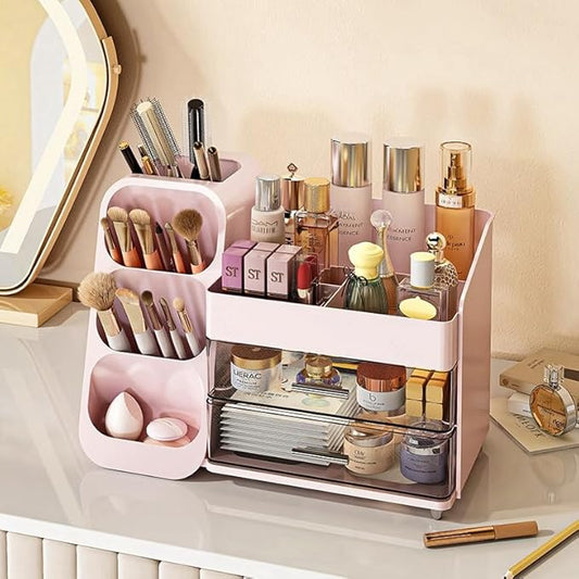 Makeup Organizer with Drawers for Vanity,Spacious Cosmetic Display Case,Perfect Storage Solution for Your Beauty Essential(Pink)