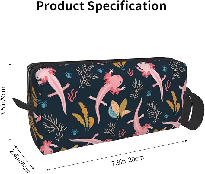 Axolotl Large Makeup Bag Adorable Travel Cosmetic Toiletry Organizer Case for Women