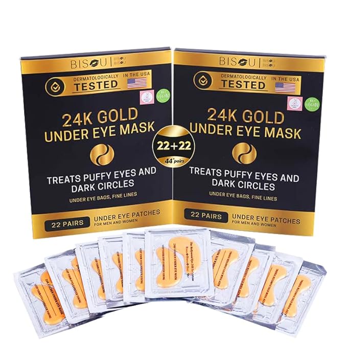24K Gold Under Eye Patches, Eye Mask,Eye Patches for Puffy Eyes and Collagen Face Cream
