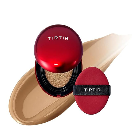 [*Mini Size*] TIRTIR Mask Fit Red Cushion Foundation | Full coverage, Weightless, Skin fit, Satin Glow Finish, Korean Makeup, beauty, Tattoo cover up, Buildable (#34W Toffee, 0.15 Fl Oz)