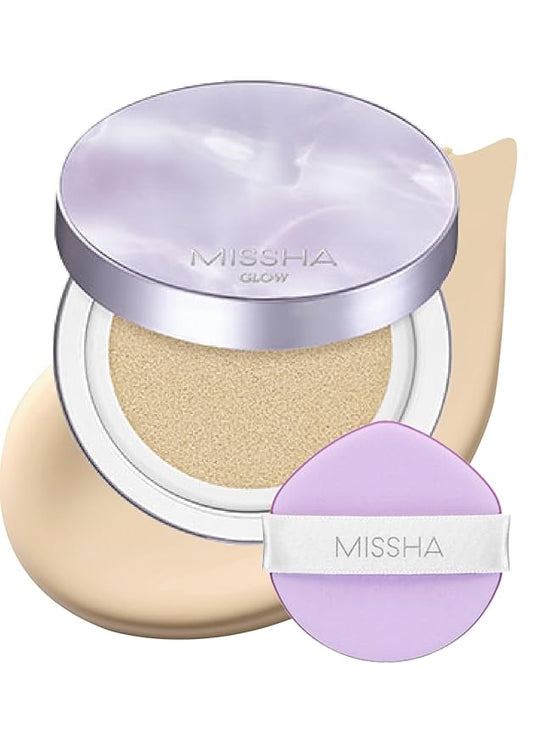 MISSHA Serum Cushion Glow Layering Fit Cushion Foundation No.17 Ivory Bright Beige for Fair Skin, Korean Foundation Makeup, Rich-Texture, Full-Coverage, 24-Hr Hydrating, Triple Glow System