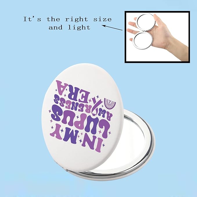 BEKECH Lupus Awareness Gifts in My Lupus Awareness Ear Compact Mirror Lupus Warrior Gifts Purple Ribbon Awareness Makeup Mirror