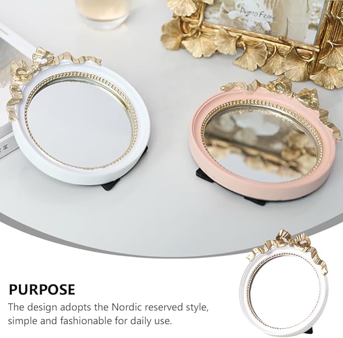 1pc European Style Single Side Mirror Resin Antique at White