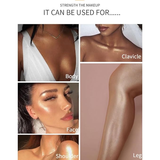 Body Shimmer Oil, Liquid Body Illuminator Drops Face Body Shimmer Oil Long Lasting Smooth Liquid Highlighter Stick Shimmer Highlighter Liquid Bronzer for Face Body Glitter(#02)