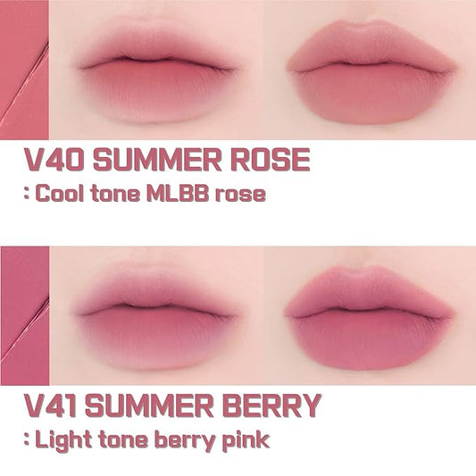 BBIA Last Velvet Tint - Soft & Creamy Matte Finish Lip Stain, Blur Effect with Velvety Texture, Long-Lasting, High Pigment, Lightweight, Non-Drying, Vegan, Korean Lip Makeup (V41 SUMMER BERRY)