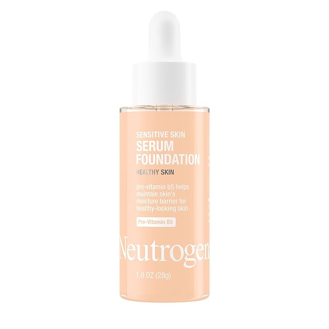 Neutrogena Healthy Skin Sensitive Skin Serum Foundation with Pro-Vitamin B5, Color Correcting & Pore Minimizing Liquid Foundation & Face Serum, Buildable Coverage, Light 02, 1 oz
