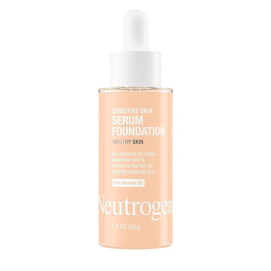 Neutrogena Healthy Skin Sensitive Skin Serum Foundation with Pro-Vitamin B5, Color Correcting & Pore Minimizing Liquid Foundation & Face Serum, Buildable Coverage, Light 02, 1 oz
