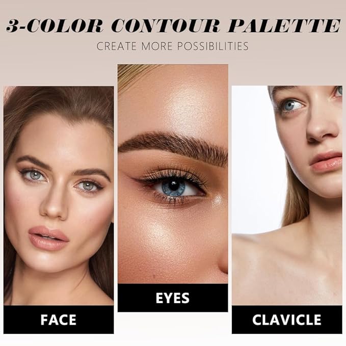 Matte Shimmer Highlight Bronzer Powder Palette with Mirror for Face Cheek Contour Brightening,Buildable Coverage Natural Makeup,Ultra Sculpt Nose Shadow (Matte beige brown coffee)