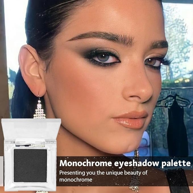 Matte Single Eye Shadow Palette Makeup, Matte Smoky Black Monochrome Eyeshadow For Old Women, Mini Single Pigmented Waterproof Sombras Para Ojos, Vegan, Talc, Paraben & Cruelty Free, 03