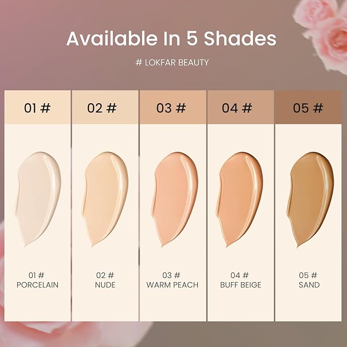 Warm Peach Airbrush Foundation Set with Soft Makeup Brush, Lightweight, Long Lasting, Oil Control, Full Coverage for All Skin Types, 03#