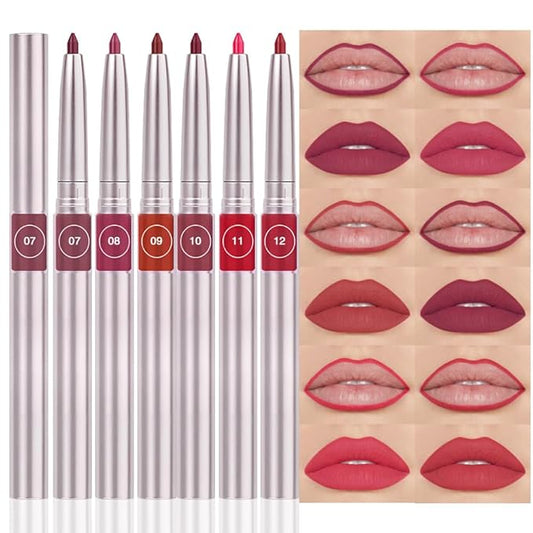 6Pcs Retractable Lipliner Pencil Waterproof Makeup for Lip Liner and Eye Liner, Smooth and Creamy, Long Lasting Matte Finish, Vegan Beauty, Matte Velvet Pigmented Lip Liner (14#, 6Pcs)