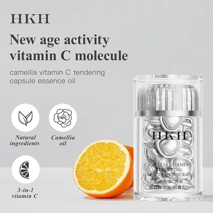 Triple Vitamin C Dark Spots Correction Capsules Serum For Face,Camellia VE Anti-Aging Essence For Women Camellia Niacinamide serum For Women To Tighten Sagging Skin And Reduce Fine Lines