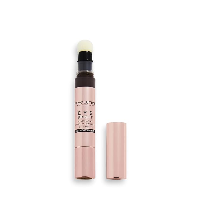 Makeup Revolution Eye Bright Concealer, Buildable Coverage, Dewy Finish, Deep Mocha, 3ml