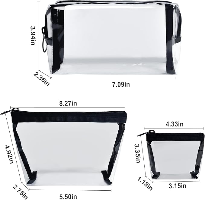 Aosbos 3-Pack Mesh Cosmetic Bag Set - Travel/On-The-Go Makeup Storage, Zipper Closure Small Pouch