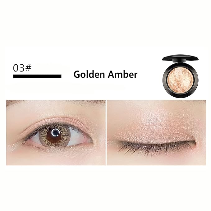 Mallofusa Single Shade Baked Eye Shadow Palette Glitter Powder in Shimmer 15 Metallic Colors Optional (Golden)