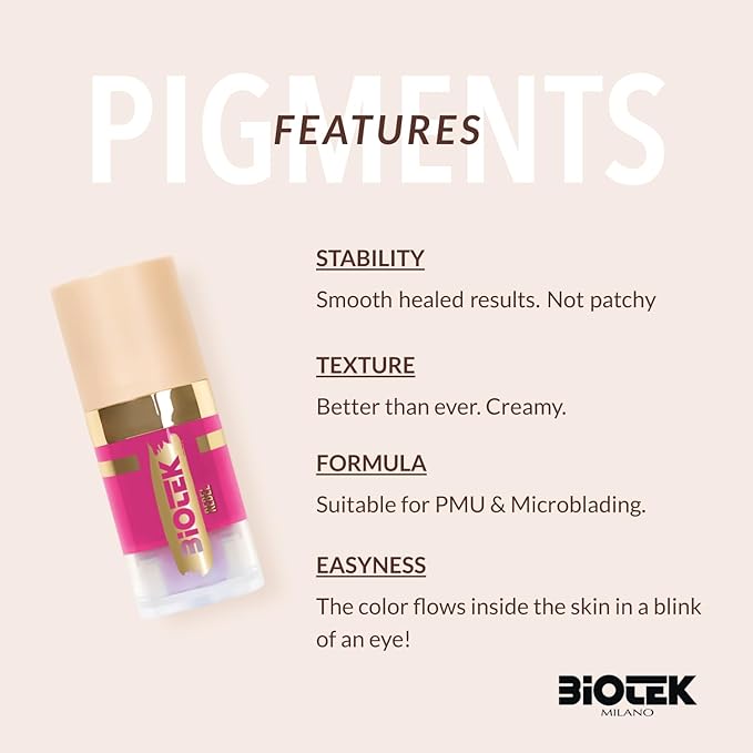Biotek Lip Pigment for Permanent Makeup - Vibrant and Intense Violet Fuchsia Lip Color - Made in Italy - Rebel 0,24 fl.oz.