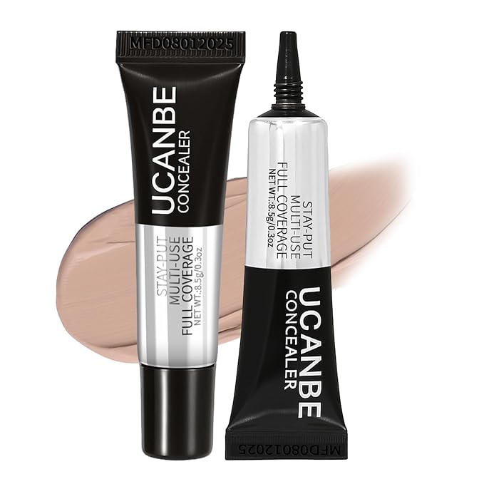 UCANBE Stay-Put Full Coverage Concealer, Long-Wear Waterproof, Under Eye Brightener Concealer, Color Corrector for Dark Circles, Acne, Blemishes, Redness Color Correcting Cream (03 LIGHT BEIGE)