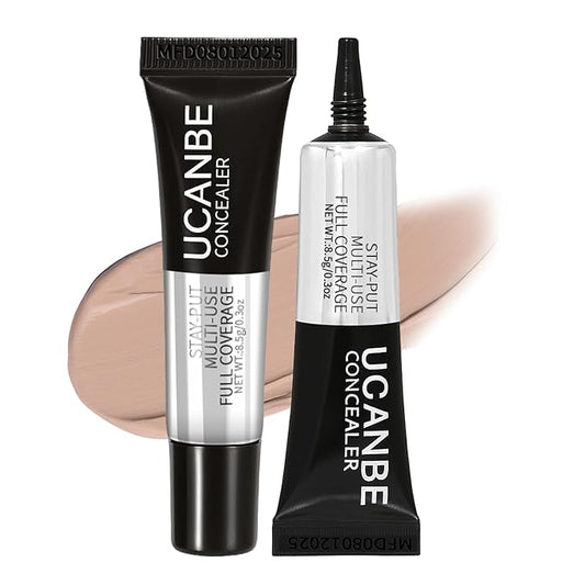 UCANBE Stay-Put Full Coverage Concealer, Long-Wear Waterproof, Under Eye Brightener Concealer, Color Corrector for Dark Circles, Acne, Blemishes, Redness Color Correcting Cream (03 LIGHT BEIGE)
