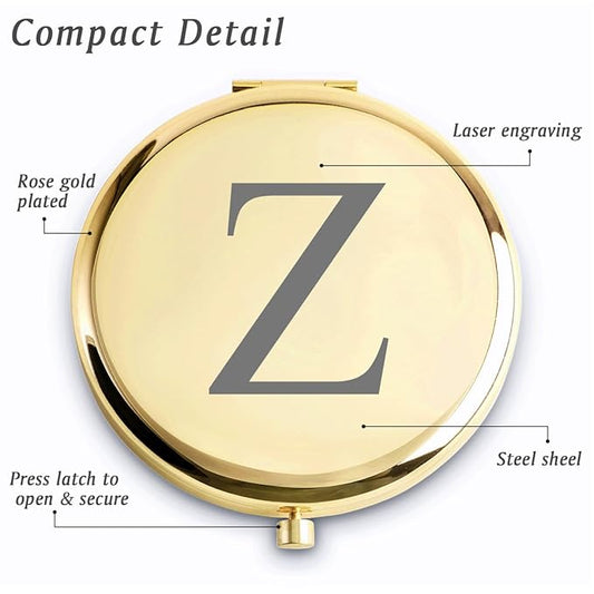 Personalized Gifts for Women Girls, Initial Compact Mirror, Unique Mothers Day Birthday Gifts for Friends Mom Wife Grandma Sister Daughter, 2025 Graduation Gifts for Her College Medical High School