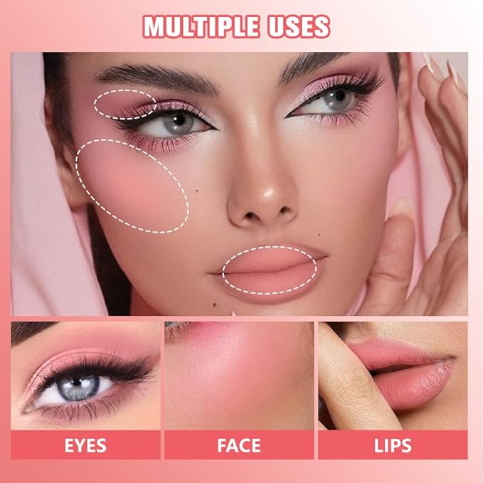 4 Color Matte Blush Palette - Buildable, Long-Lasting Pressed Powder Blusher with Brush, Cruelty-Free, Vegan, Compact Design for a Bright, Healthy Glow, Gift Set for Women