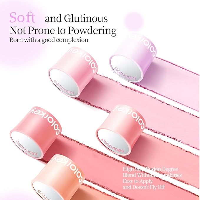 COLORKEY Shimmering Pudding Powder Blush, Lightweight, non-drying and smooth, Naturally Luminous Semi-Matte Finish, Self-contained brush, portable makeup (03 Smokey Pink, 3.2g)
