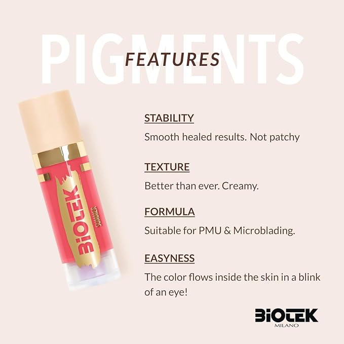 Biotek Lip Pigment for Permanent Makeup - Bright Strawberry Color for Lip - Made in Italy - Summer 0,61 fl.oz.