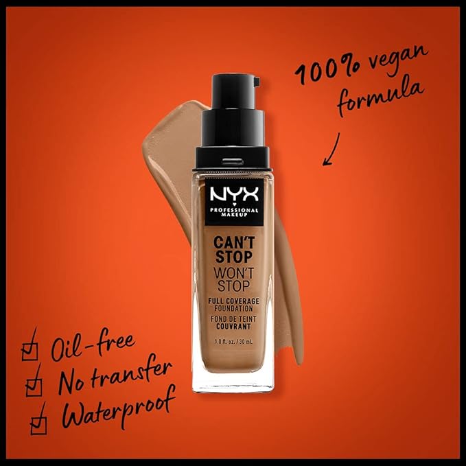 NYX PROFESSIONAL MAKEUP Can't Stop Won't Stop Foundation, 24h Full Coverage Matte Finish - Neutral Tan