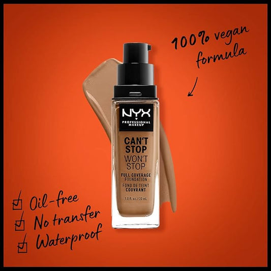 NYX PROFESSIONAL MAKEUP Can't Stop Won't Stop Foundation, 24h Full Coverage Matte Finish - Neutral Tan