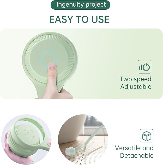 Electric Body Brush Skin Cleaning Scrubber with Handle Exfoliating 2 Brush Heads and 2 Speed and IPX68 Water Resistant Detachable Rechargeable Drop Proof for Men and Woman(Green)
