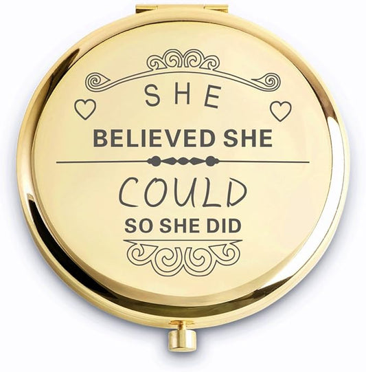 Personalized Gifts for Women Girls, Inspirational Compact Mirrors, 2025 Graduation Gifts for Her, Unique Mothers Day Birthday Gifts for Mom Sister Wife Daughter Niece, Friendship Gifts for Friends