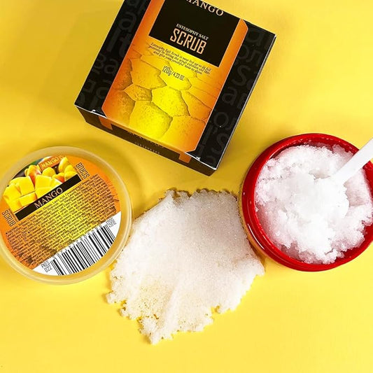Estesophy Salt Scrub_Mango_Korean Salt Body Scrub, Salt Massge, Salt Soap, Body Care, Mango Salt Shower 4.2oz (120g)