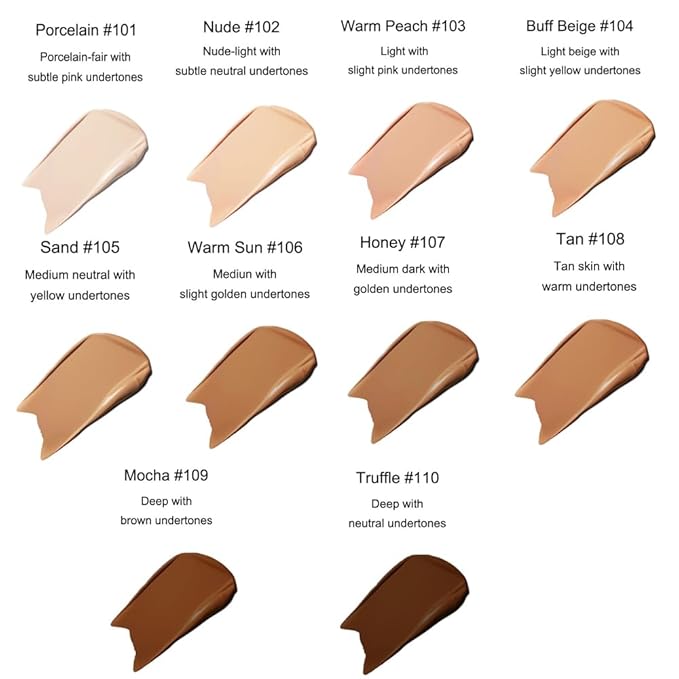 2Pcs Liquid Foundation Full Coverage 24HR Matte Oil Control Concealer 30ml (Nude & Buff Beige) with Kabuki Foundation Brush Flat Top (1pcs-108)