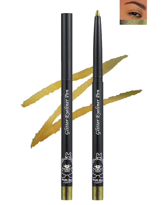 Retractable Glitter Eyeliner Pencil, Chameleon Matte Metallic Eye Liner, Waterproof Smudge-proof, Long-lasting, Highlighter Gel Eye Liner with Sharpener for Women-03