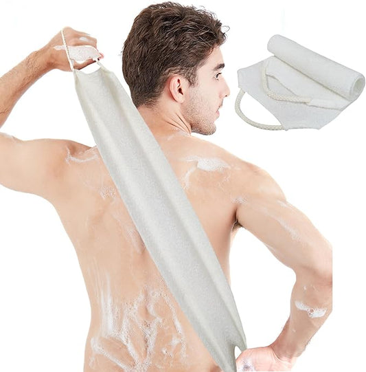 Scrubber Back for Shower Extended Length Scrubber Towel Exfoliating Washcloth Body Scrub Sponge Shower Loofah with Handle for Women Men Deep Clean Body Skin Massages (white2)