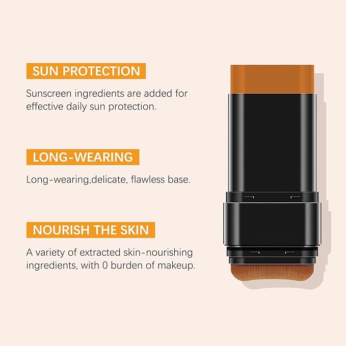 3 In 1-Foundation Stick, Flawless Eraser Foundation Stick With Brush, SPF 50++++ Multi-Use Makeup Lightweight, Moisturizing Double (Dark)