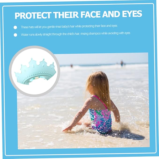 Boy Girl Bath Caps Adjustable Shampoo Hat for Boy Girl Crown Shape Design for Fun Bathing Protects Eyes Ears and Mouth Tpe Material