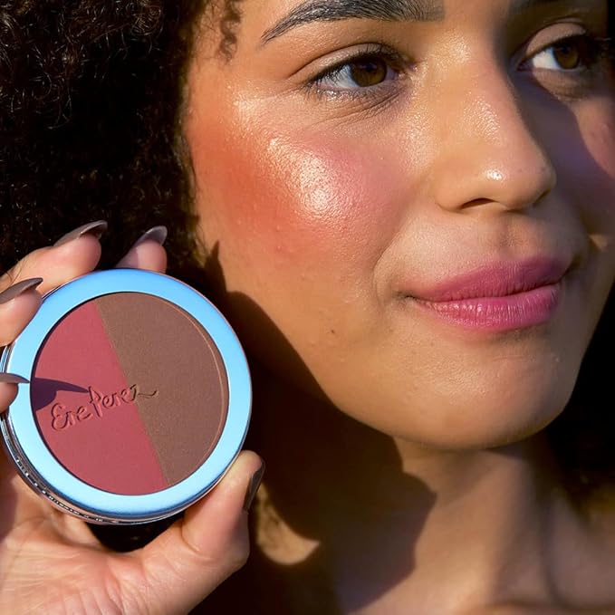 Ere Perez - Natural Rice Powder Blush + Bronzer Duo | Buildable, Breathable, Oil Absorbing, Medium Coverage | Vitamin E, Chamomile | Vegan, Cruelty-Free, Clean Beauty (Brooklyn)