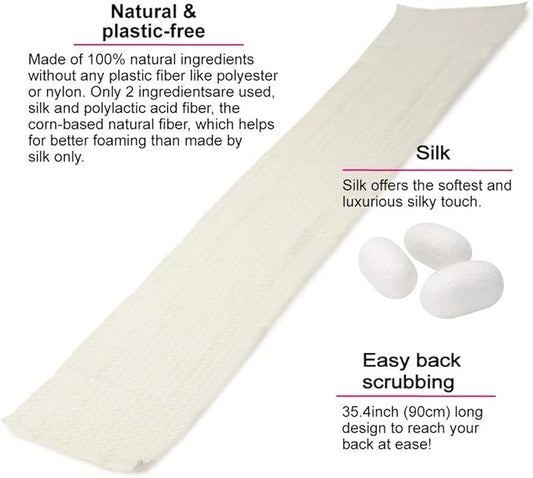 Exfoliating Washcloth [Made in Japan] Shower Back Scrubber, Natural Loofah