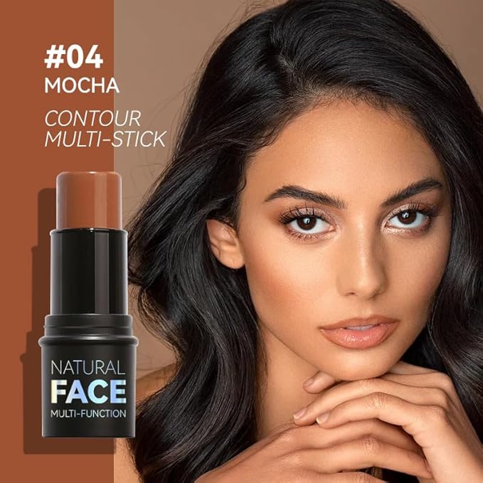 3 Pcs Face Contour Sticks Set - Shades with Highlighter & Blush Sculpted Complexion Wand - Long Lasting Natural Buildable Highlighters & Contouring Bronzer (02, 03, 04)