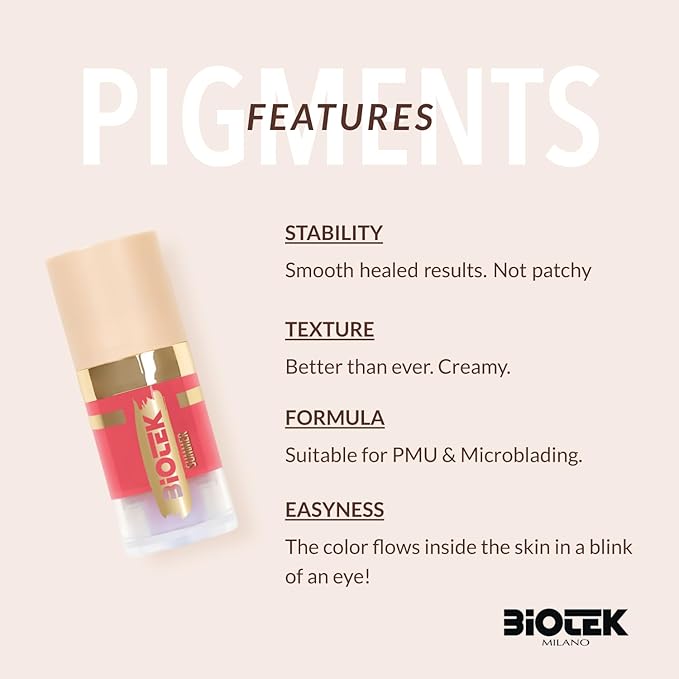 Biotek Lip Pigment for Permanent Makeup - Bright Strawberry Color for Lip - Made in Italy - Summer 0,24 fl.oz.