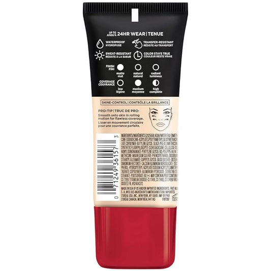 L'Oreal Paris Cosmetics Makeup Infallible Pro-Matte Liquid Longwear Foundation, True Porcelain, 1 fl oz.