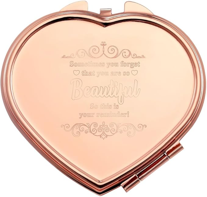 Personalized Cosmetic Compact Mirror 2.75 Inch Round Rosegold Handheld Travel Pocket Make up Mirror Beauty Tools Accessories Small Gifts for Women