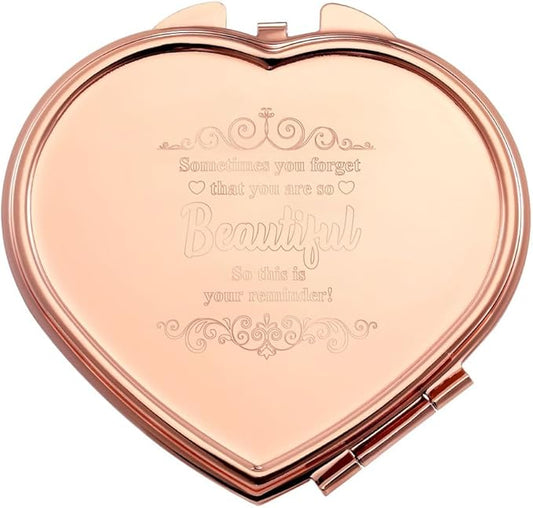 Personalized Cosmetic Compact Mirror 2.75 Inch Round Rosegold Handheld Travel Pocket Make up Mirror Beauty Tools Accessories Small Gifts for Women