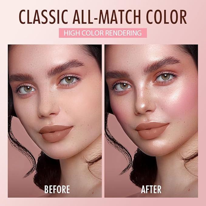 3 IN 1 Brown Nude Face Highlight Bronzer Powder Palette for Face Cheeks Contour Brightening, Buildable Matte Coverage Natural Makeup,Ultra Sculpt Nose Shadow Eyeshadow Primer 01# (01#, 3 Grid)