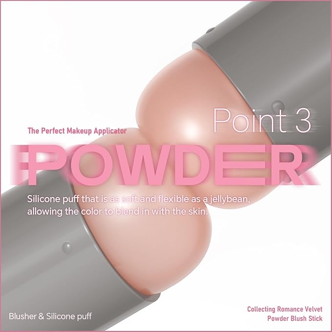 Cream to Powder Blush Stick, Built-In Jelly-like Silicone Makeup Applicator, Buildable & Blendable, Multi-use Blush Makeup Stick for Cheeks, Lips and Eyes, 02 MAKE HIM BLUSH